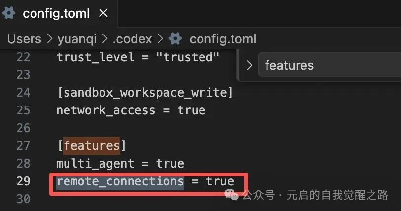 在已有的 features 下打開 remote_connections