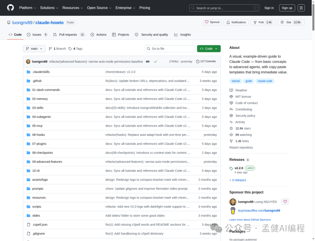 GitHub 上 Claude Code 工作流倉庫截圖