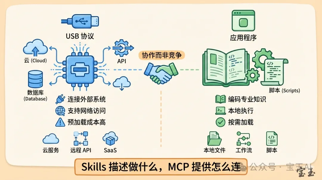 MCP vs Skills:連接協議 vs 應用程序