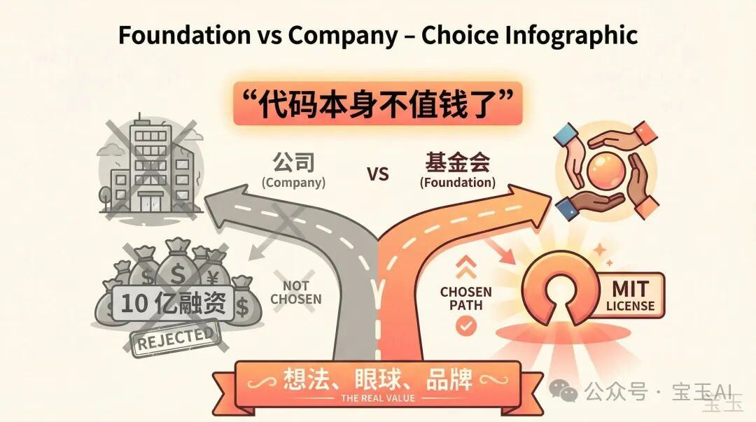 基金會 vs 公司:代碼不值錢,想法眼球品牌才值錢